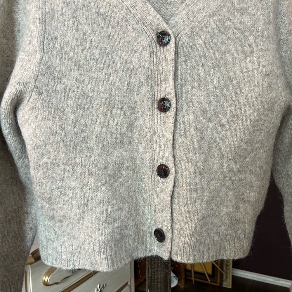 Toteme Treviso Cream Gray Wool-Alpaca Blend Cardigan XXS - Picture 6 of 16